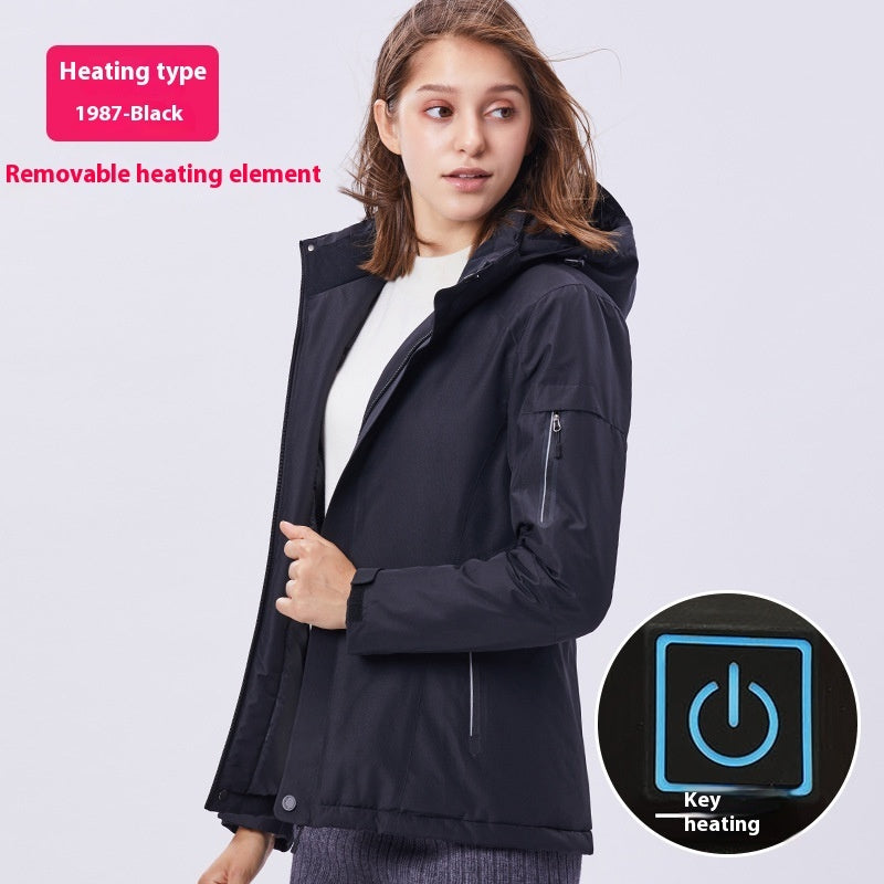 Outdoor Camouflage Heating Shell Jacket Smart USB Heating Cotton-padded Clothes