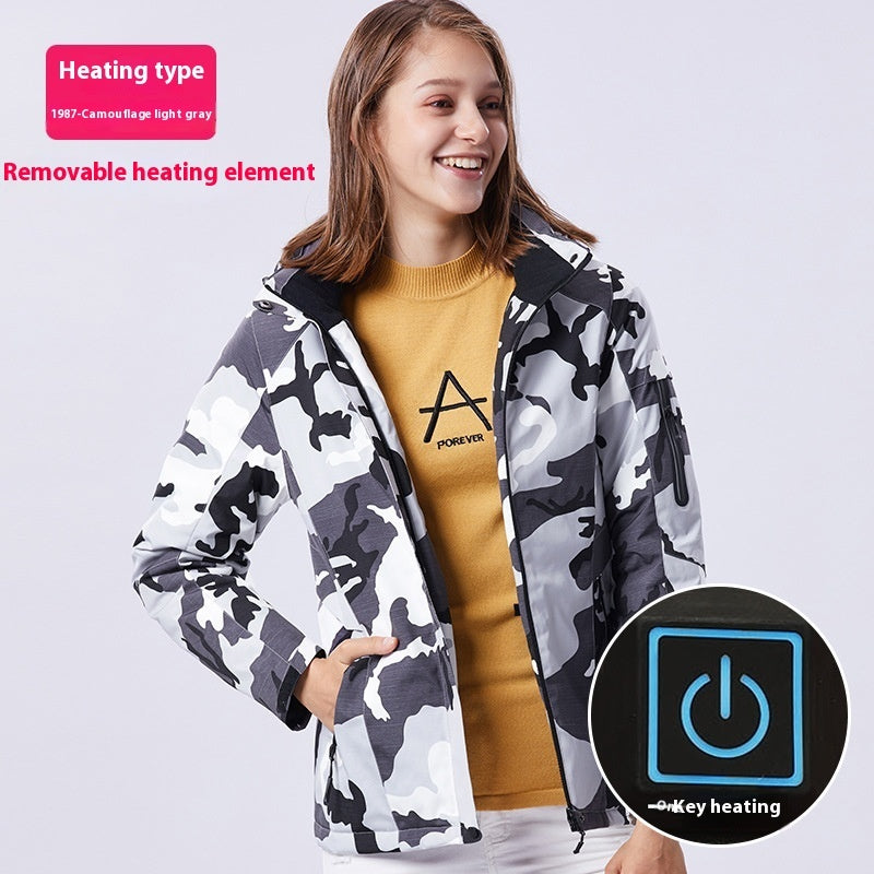 Outdoor Camouflage Heating Shell Jacket Smart USB Heating Cotton-padded Clothes
