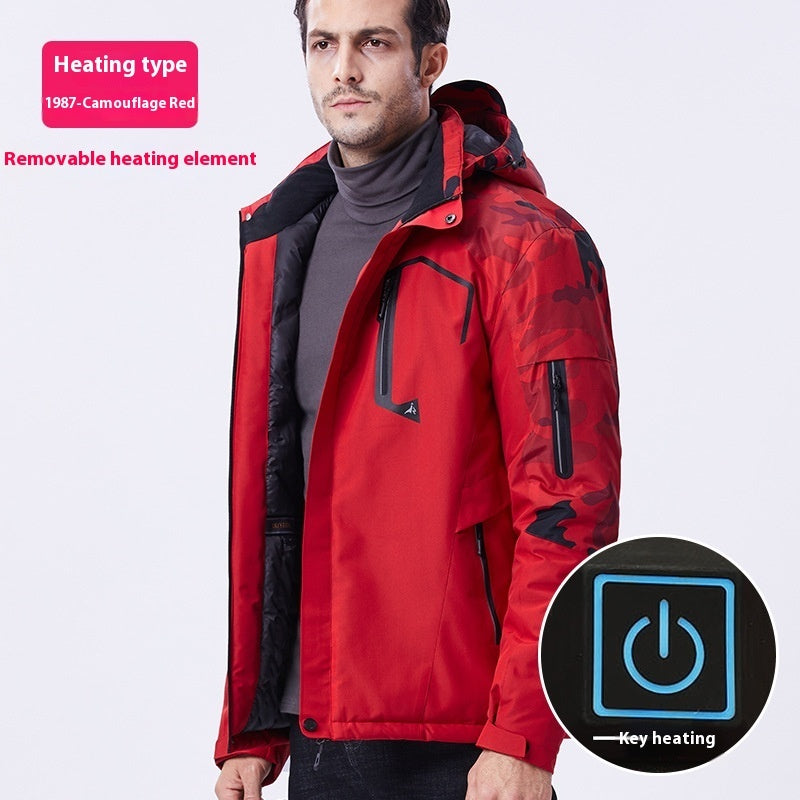 Outdoor Camouflage Heating Shell Jacket Smart USB Heating Cotton-padded Clothes