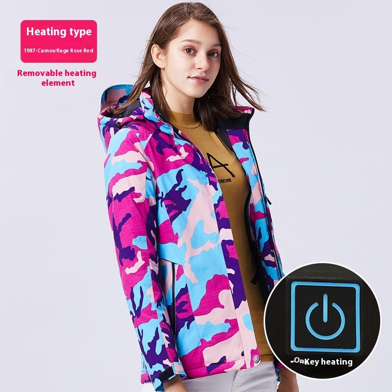 Outdoor Camouflage Heating Shell Jacket Smart USB Heating Cotton-padded Clothes