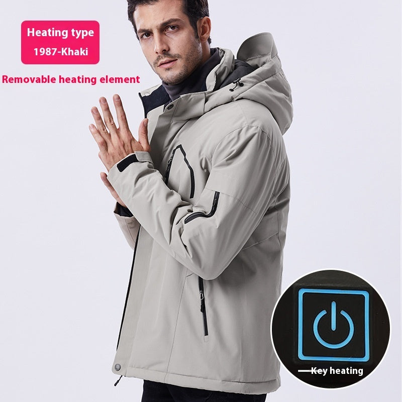 Outdoor Camouflage Heating Shell Jacket Smart USB Heating Cotton-padded Clothes