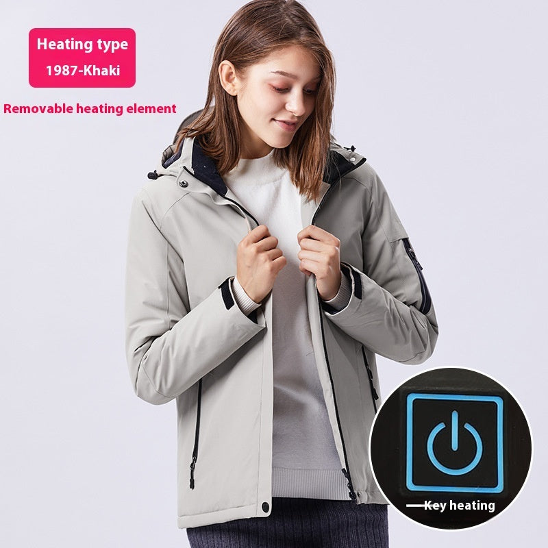 Outdoor Camouflage Heating Shell Jacket Smart USB Heating Cotton-padded Clothes