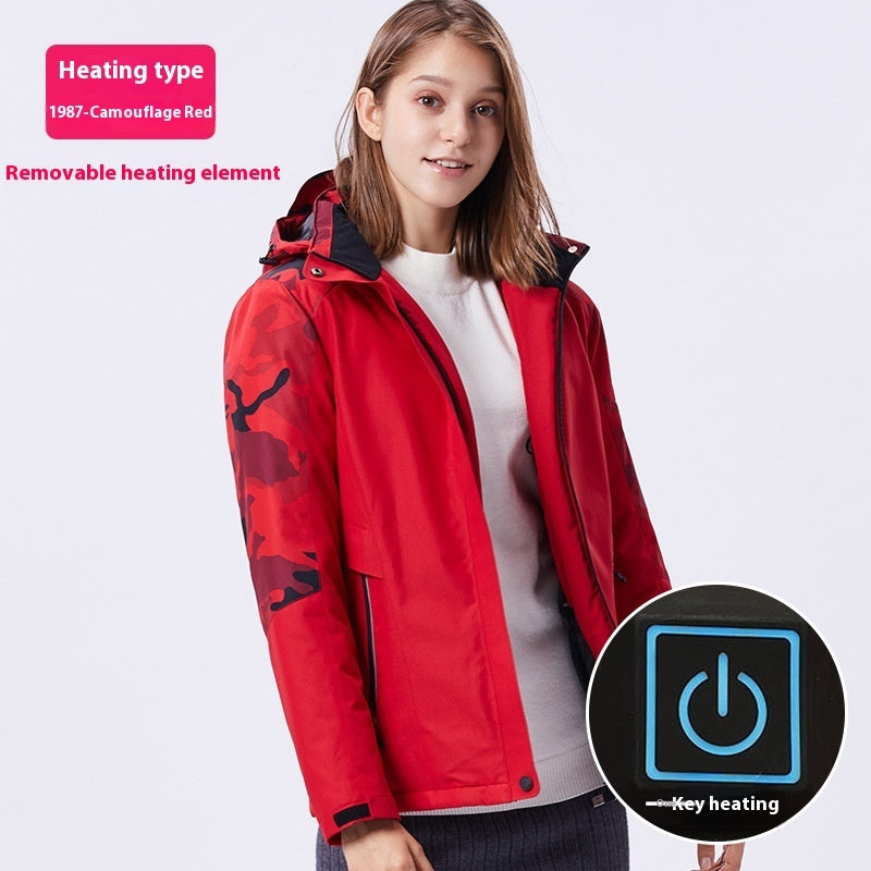 Outdoor Camouflage Heating Shell Jacket Smart USB Heating Cotton-padded Clothes