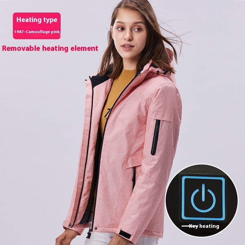 Outdoor Camouflage Heating Shell Jacket Smart USB Heating Cotton-padded Clothes